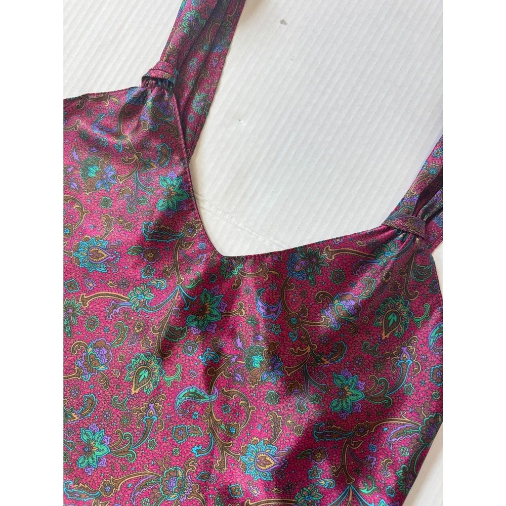 Vintage Y2K Maxi Slip Dress Maxi Silky Satin Paisley Boho whimsigoth Festival